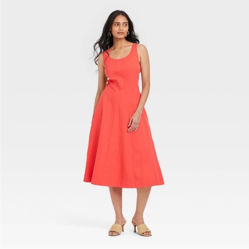 a new day Classic Coral Scoop Neck Corseted Women's Dress